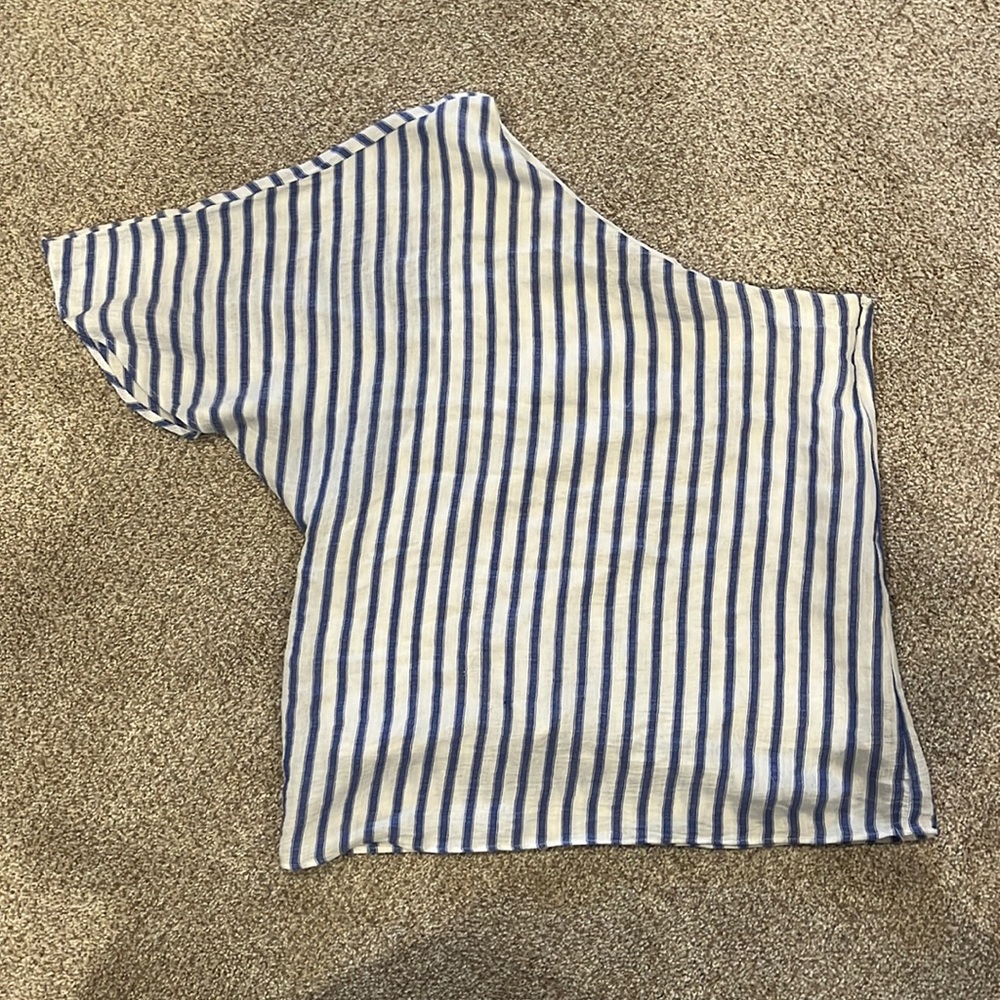 Olivaceous one shoulder striped top size S